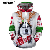 Lyprerazy Funny Hoody Cute Elk Unisex Hoodies Christmas Husky Lucky Dog Sweatshirts Men Cosplay Tops Holiday Outfit