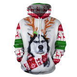 Lyprerazy Funny Hoody Cute Elk Unisex Hoodies Christmas Husky Lucky Dog Sweatshirts Men Cosplay Tops Holiday Outfit