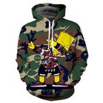 Brand new foreign trade spot 3d printing large size spring and autumn fashion camouflage Simpson men/boy thin hoodie sweatshirt