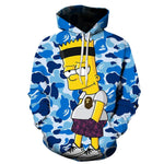 Brand new foreign trade spot 3d printing large size spring and autumn fashion camouflage Simpson men/boy thin hoodie sweatshirt