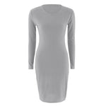 New Hot Autumn Spring Women Long Sleeve Dacron Dress Bodycon Sexy Slim Fit сарафан O-neck Casual solid color  straight Dresses