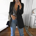 Fanbety 2019 Winter Autumn Women Casual Suit Coat Business Long Sleeve Jacket Outwear Office Ladies fashion plus size Slim  Coat