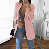 Fanbety 2019 Winter Autumn Women Casual Suit Coat Business Long Sleeve Jacket Outwear Office Ladies fashion plus size Slim  Coat