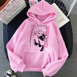 Sailor Moon Kawaii Anime Harajuku Hoodie Women Ullzang Cute Cat Cartoon Korean Style Sweatshirt 90s Fashion Graphic Hoody Female