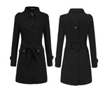 elegant Long Women coat lapel  2 pockets belted Jackets solid color coats Female Outerwear coat Women Winter warm Casual Jackets