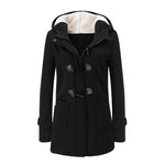 CALOFE Women Fashion Autumn Winter Thicken Cotton Coat Ladies Solid Hooded Warm Jacket Outerwear Female Padded Parka Overcoat