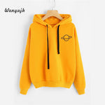 Women Hoodies Planet Print Casual Solid Loose Drawstring Sweatshirt Fashion Long Sleeve Hooded 2019 Autumn Female Pullover