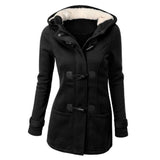 6XL Large Size Women'S Coat Autumn Thick Winter Overcoat Female Long Hooded Coat Outwear Mixed Cotton Horn Leather Buckle Jacket