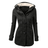 6XL Large Size Women'S Coat Autumn Thick Winter Overcoat Female Long Hooded Coat Outwear Mixed Cotton Horn Leather Buckle Jacket