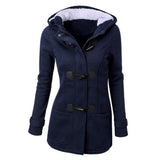 6XL Large Size Women'S Coat Autumn Thick Winter Overcoat Female Long Hooded Coat Outwear Mixed Cotton Horn Leather Buckle Jacket