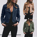 New arrival Women Leather Jacket Cardigan Coat Spring Autumn Lady Casual Coats Biker Flight Zip Up Jackets Outwear Coat