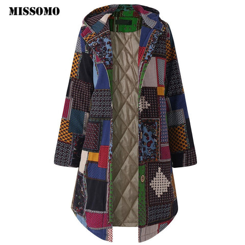 MISSOMO winter coat women jacket Hooded Long Sleeve Vintage Ladies Fleece Thicken Coats Button Long Coat Outwear Female Jacket 9