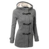 6XL Large Size Women'S Coat Autumn Thick Winter Overcoat Female Long Hooded Coat Outwear Mixed Cotton Horn Leather Buckle Jacket