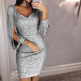 2019 Women Sexy Shiny Sequin Glitter Dresses Bodycon Mini Short Club Dress Bridesmaid Gown Slim Dresses Vestidos