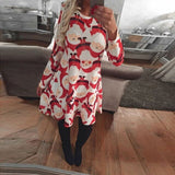 5XL Christmas Tree Santa Snowman Dress Women Autumn Long Sleeve Mini Dresses Casual New Year Festival Family Party Dress Vestido