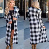 Coat Jacket Women NEW Fashion Long Sleeve Top Casual Plaid Cardigan Outwear Fall