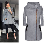 2019 winter Fashion Coat Solid Color Zipper Hoodie women Casual Velvet Coat large S-5XL