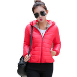 2019 Autumn Winter Women Basic Jacket Coat Female Slim Hooded Brand Cotton Coats Casual Black Jackets