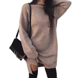 Autumn Winter Warm Long Sleeve Women Knitted Sweater Dress White Turtleneck Sweaters Pullover Jumper Female Clothes