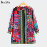 ZANZEA Ethnic Printed Cardigan Thin Coats Long Sleeve Blusas Women's Jackets 2019 Casual O Neck Open Stich Overcoats Plus Size