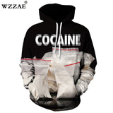 2018 Brand New Fashion STATION 3D Hooded Print Man Woman Hoodies COCAINE Fashion Club Hoodies Pullover Sweatshirts