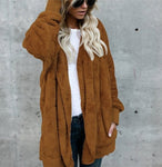 S-5XL Faux Fur Teddy Bear Coat Jacket Women Fashion Open Stitch Winter Hooded Coat Female Long Sleeve Fuzzy Jacket 2018 Hot New