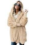 S-5XL Faux Fur Teddy Bear Coat Jacket Women Fashion Open Stitch Winter Hooded Coat Female Long Sleeve Fuzzy Jacket 2018 Hot New