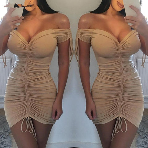 UK Women Bodycon Pencil Dress Ladies Summer Clubwear Mini Dress Women Summer Sexy Dresses Polyester V-neck Dresses